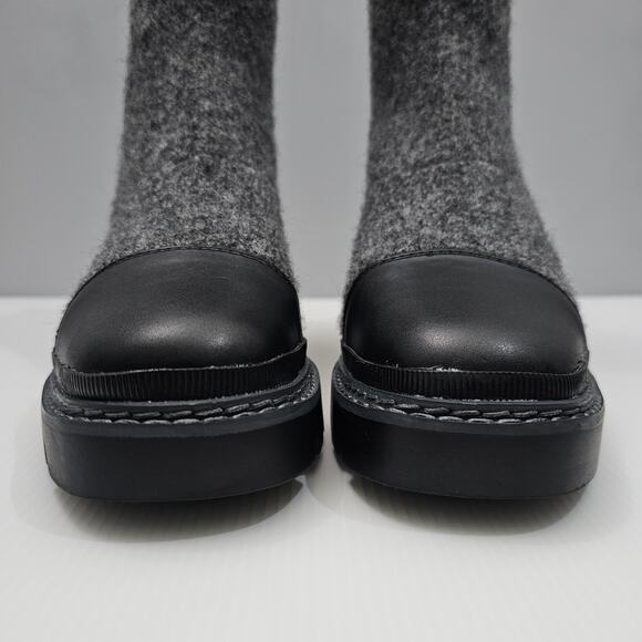 NEW Sam Edelman Rozanna Ankle Boot Women 9 Charcoal Gray Sweater Knit Block Heel - Picture 7 of 14